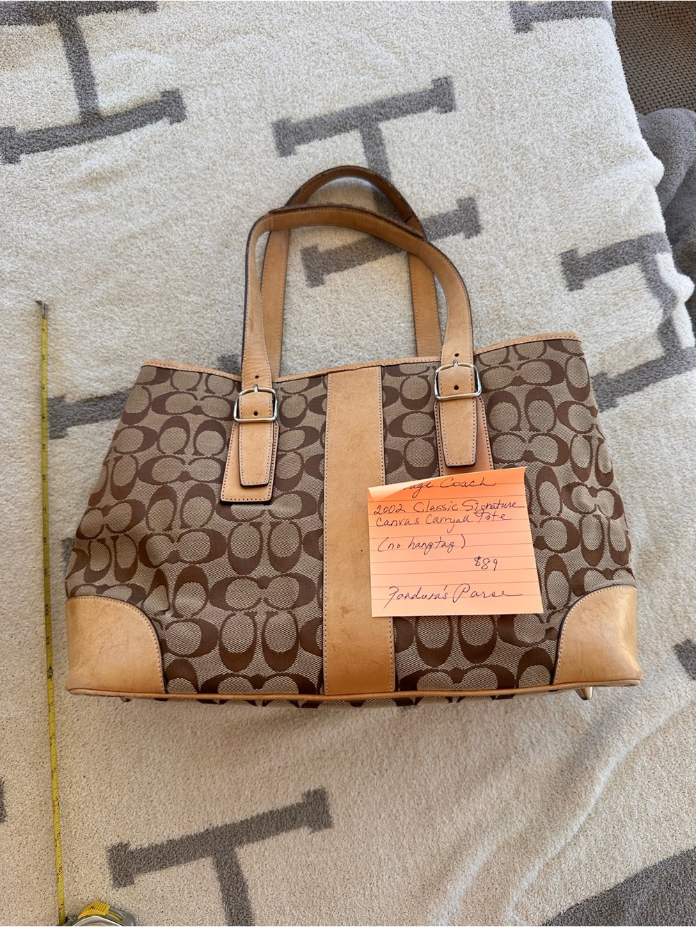 Coach Classic Signature Canvas Tote in Brown/Tan 2002 #y2k Coach
